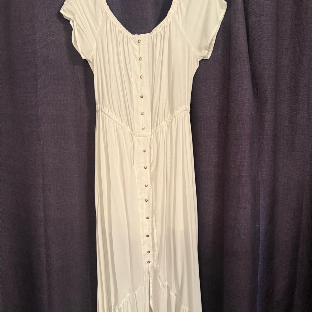 Elegant White Button-Down Maxi Dress